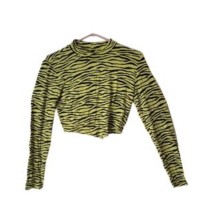 Only Lime Green Zebra Long Sleeve Top